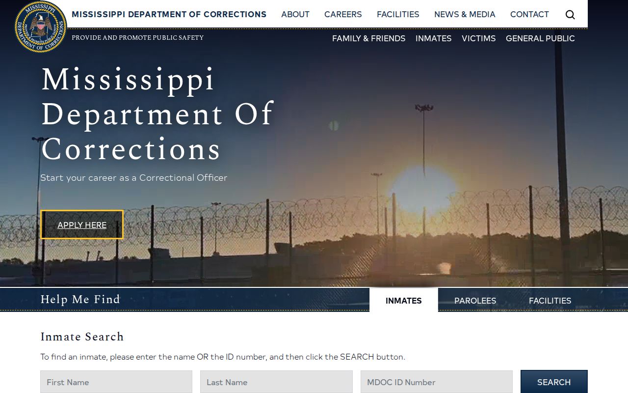 Mississippi Department of Corrections search for Webster County state-custody records